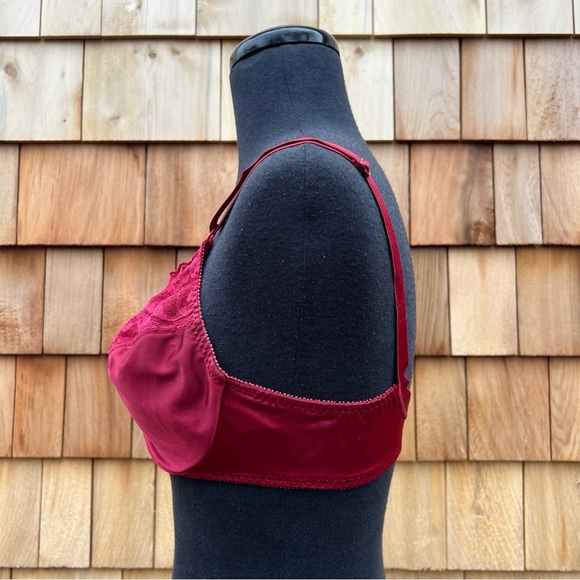 VTG 90s Vassarette Unlined Burgundy Lace Bra, 34C - Picture 7 of 9